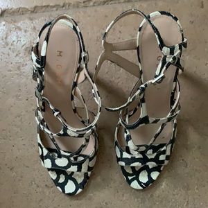 M.Gemi black and white snakeskin heels